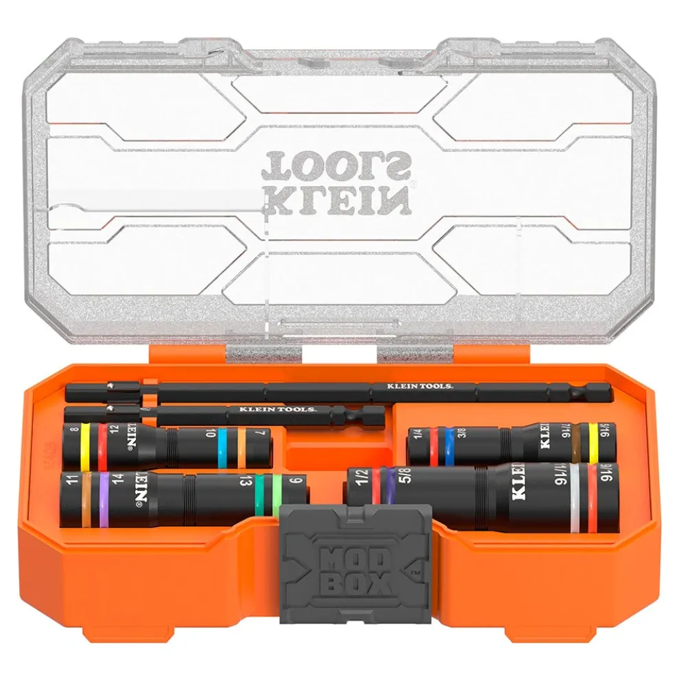 Klein Tools KNECT™ Quad-16 Heavy-Duty Impact Flip Sockets, SAE and Metric, 4-Piece 654QS