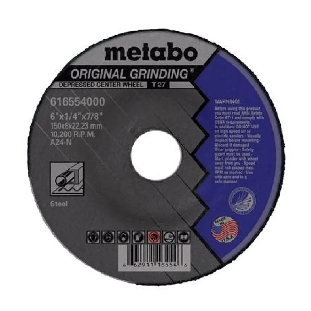 Metabo Type 27 A24N Original Grinding Wheel 6" x 1/4" x 7/8" US616554000