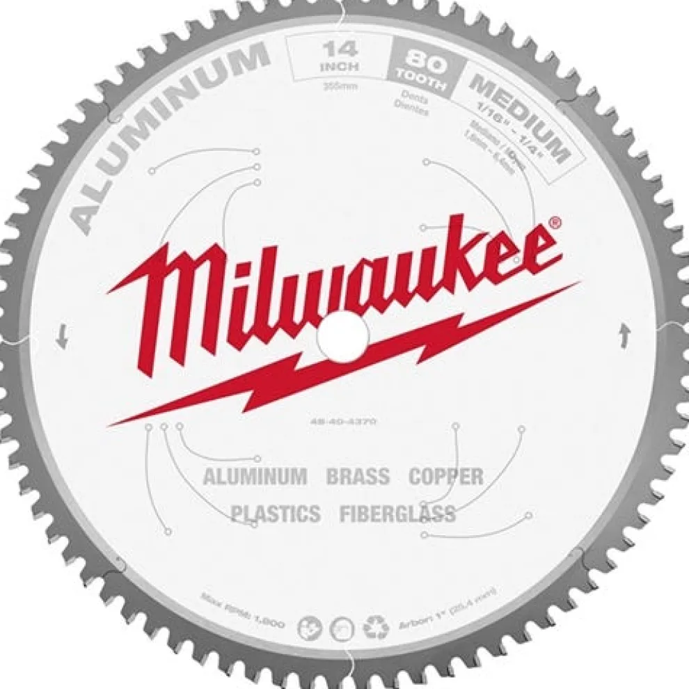 Milwaukee 14" 80 Tooth 1" Arbor Circular Saw Aluminum Cutting Blade 48-40-4370