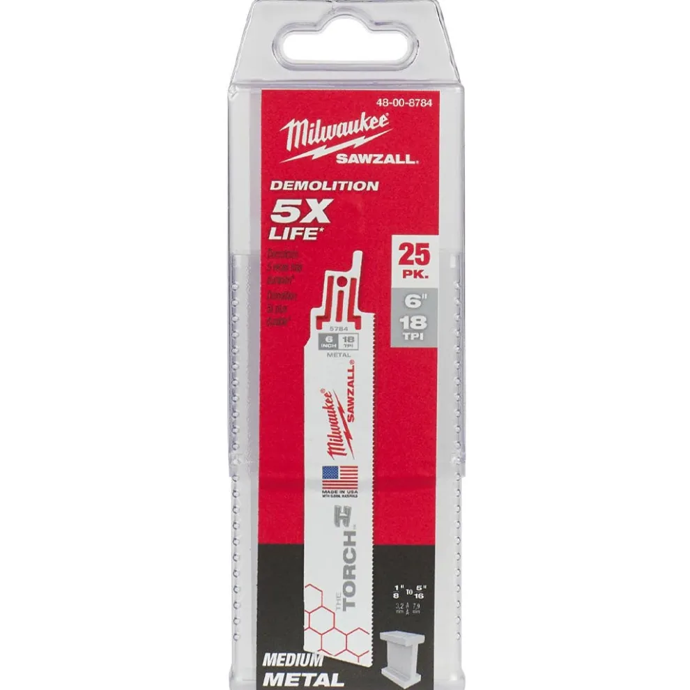 Milwaukee 6" 18 TPI Torch Sawzall Blades (25 Pack) 48-00-8784