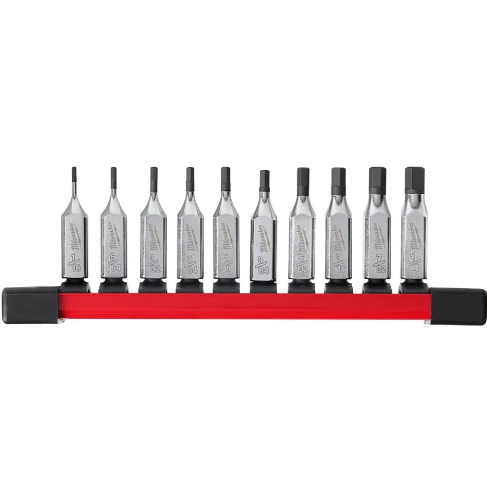 Milwaukee 10 Piece 1/4" Drive Hex Bit Socket Set - SAE 48-22-9540
