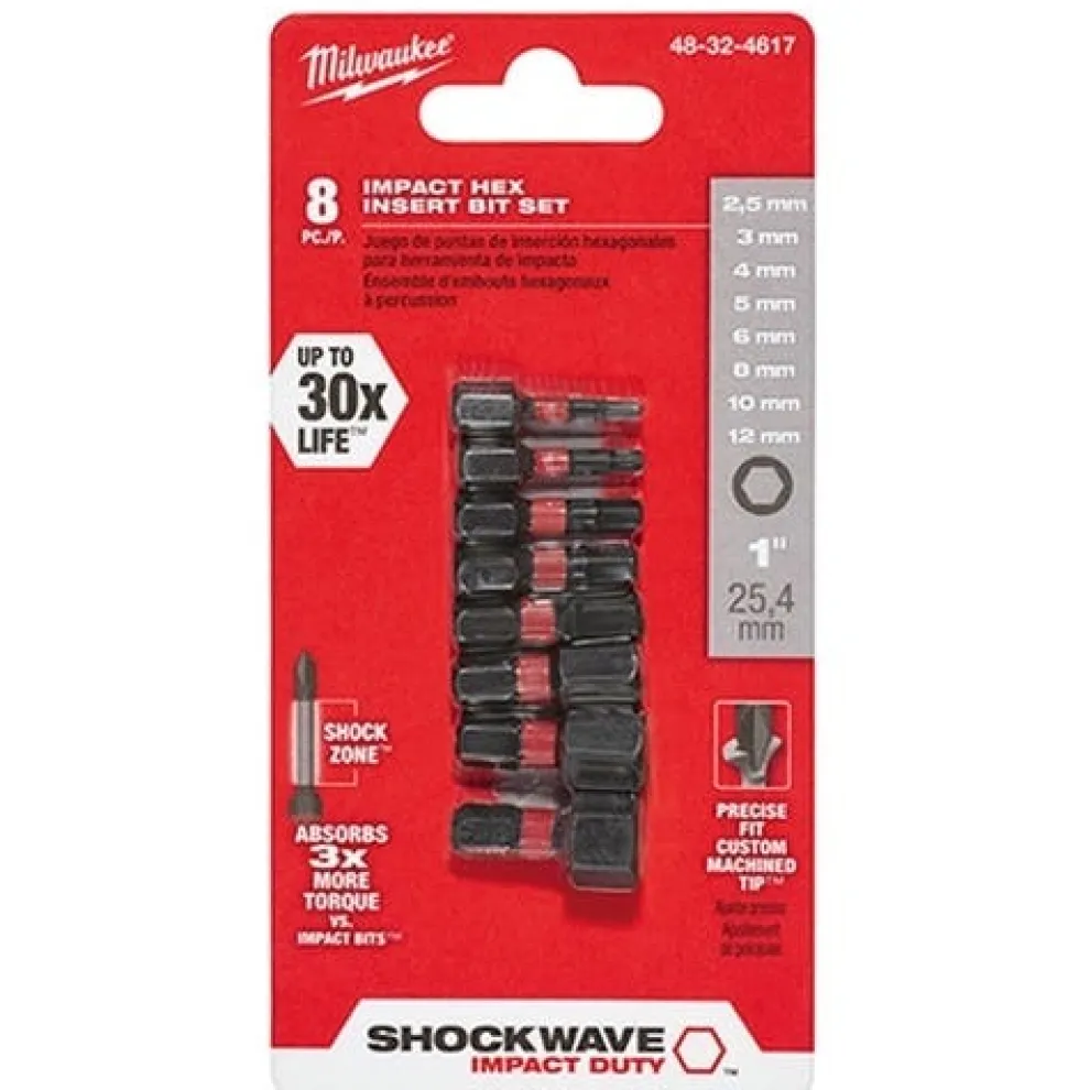Milwaukee 8 Piece Impact Hex Insert Bit Set 48-32-4617