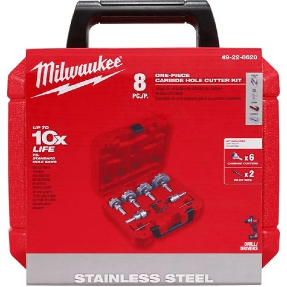 Milwaukee 8 Piece One-Piece Carbide Hole Cutter Set 49-22-8620
