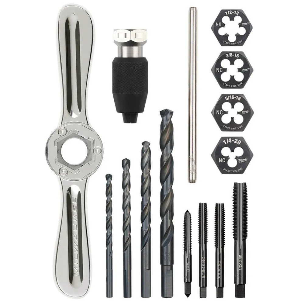 Milwaukee 15 Piece SAE Tap and Die Set with Hex-LOK 2-in-1 Handle 49-22-5602