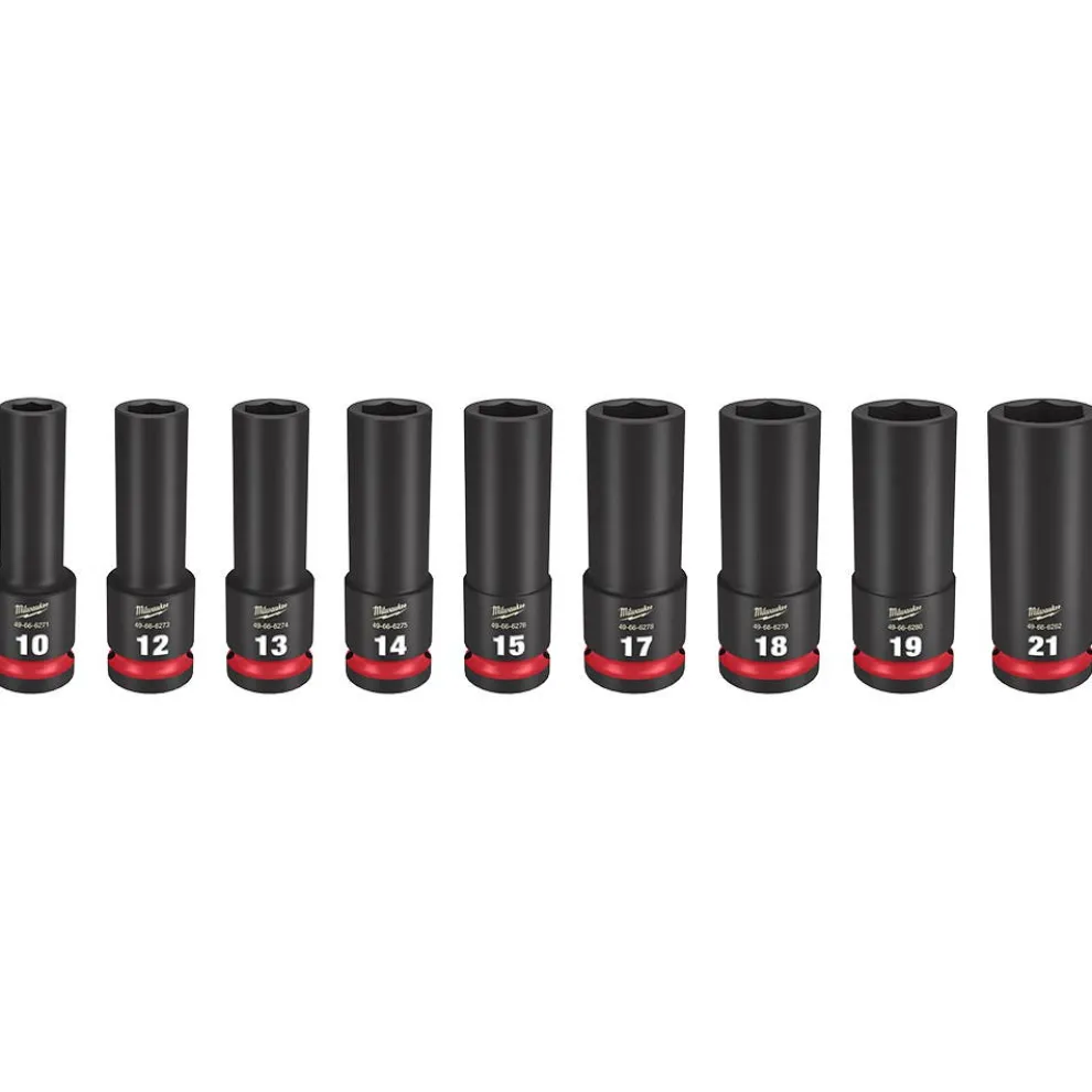 Milwaukee 9 Piece SHOCKWAVE Impact Duty 1/2" Drive Metric Deep 6 Point Socket Set 49-66-7032