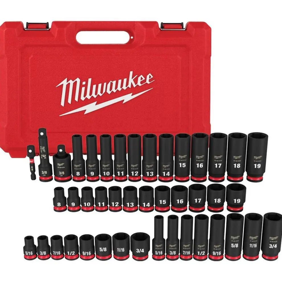 Milwaukee 43 Piece Shockwave Impact Duty 3/8" Drive SAE & Metric 6 Point Socket Set 49-66-7009
