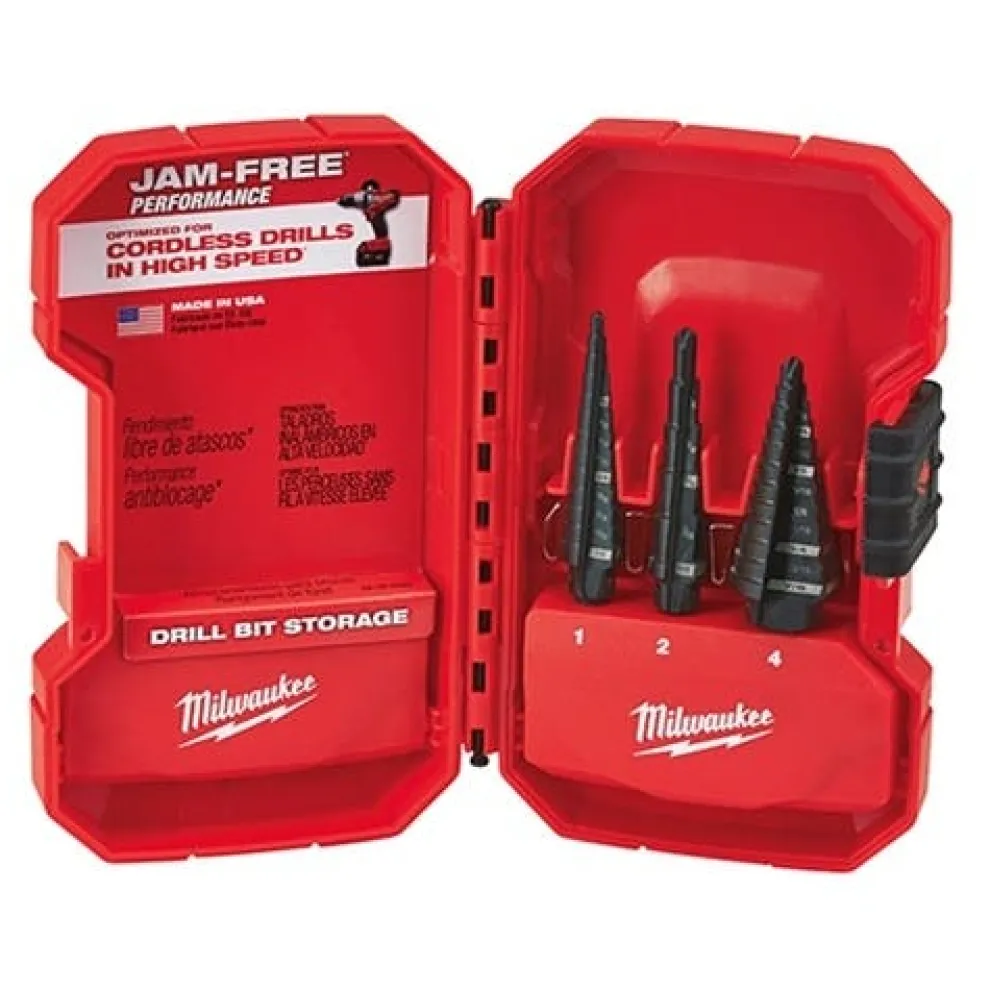 Milwaukee 3 Piece Step Bit Set (#1 #2 #4) 48-89-9221