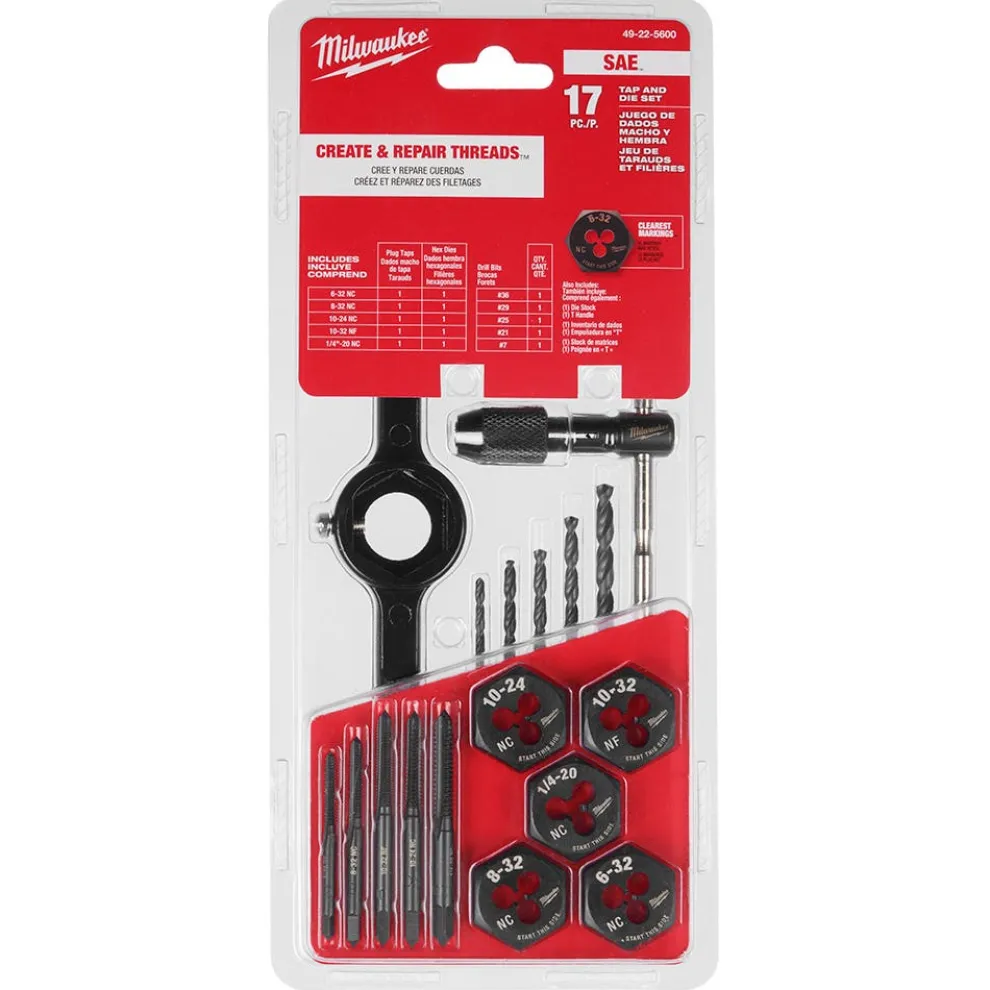 Milwaukee 17 Piece SAE Tap and Die Set 49-22-5600