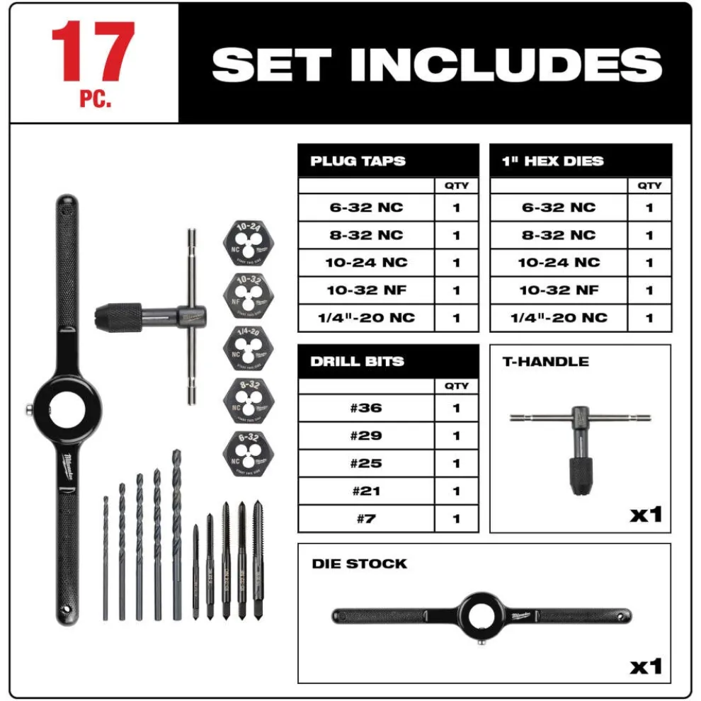 Milwaukee 17 Piece SAE Tap and Die Set 49-22-5600