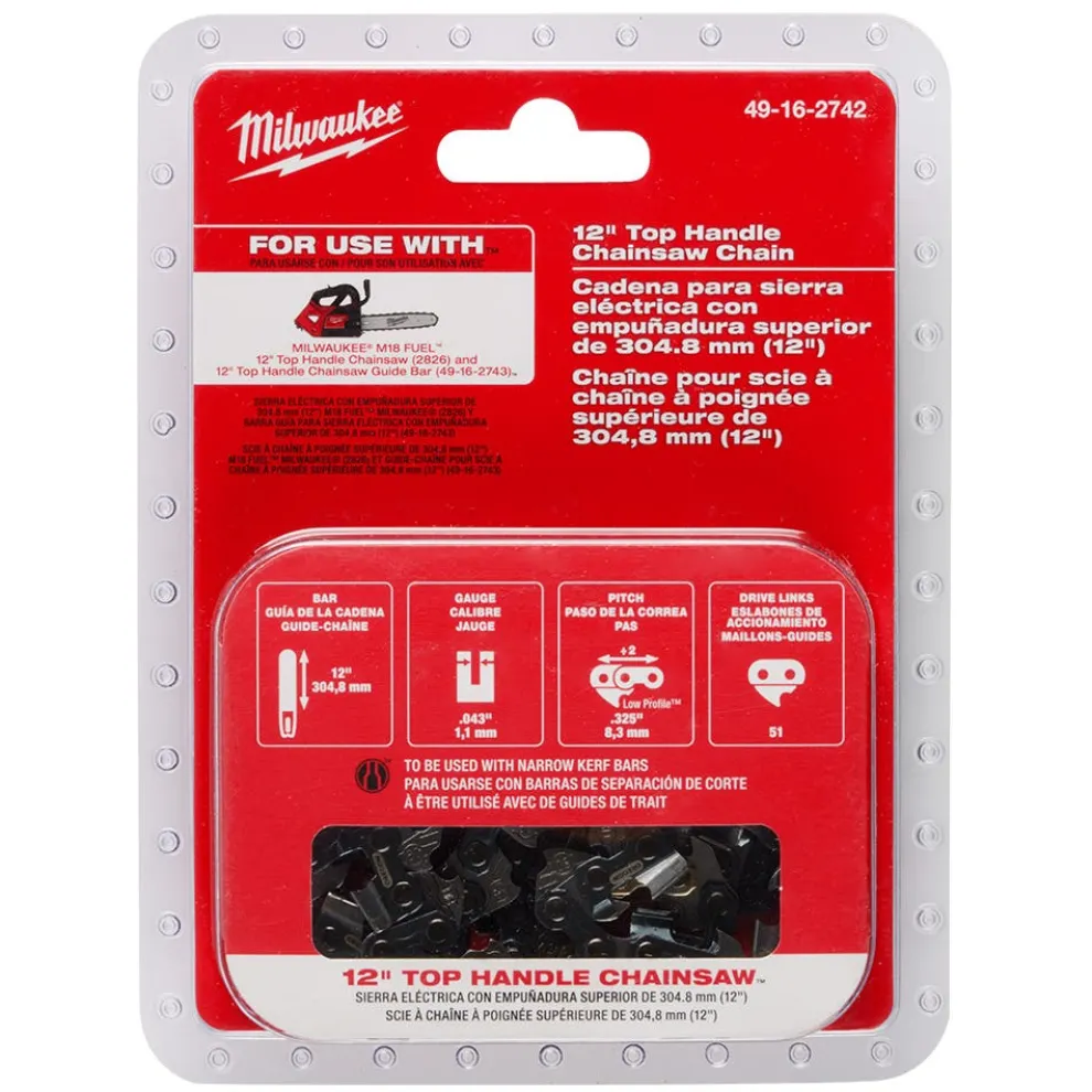 Milwaukee 12" Top Handle Chainsaw Chain 49-16-2742