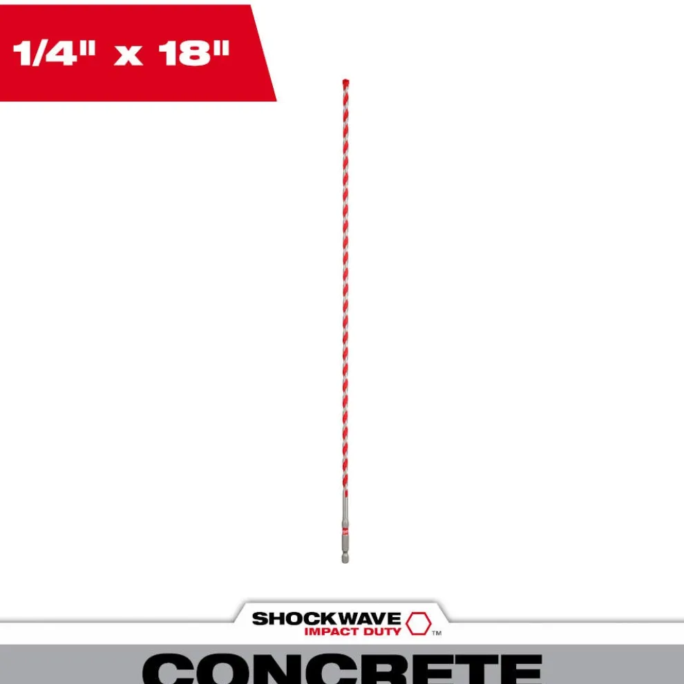 Milwaukee 1/4" x 16" x 18" SHOCKWAVE Impact Duty Carbide Hammer Drill Bit 48-20-9013