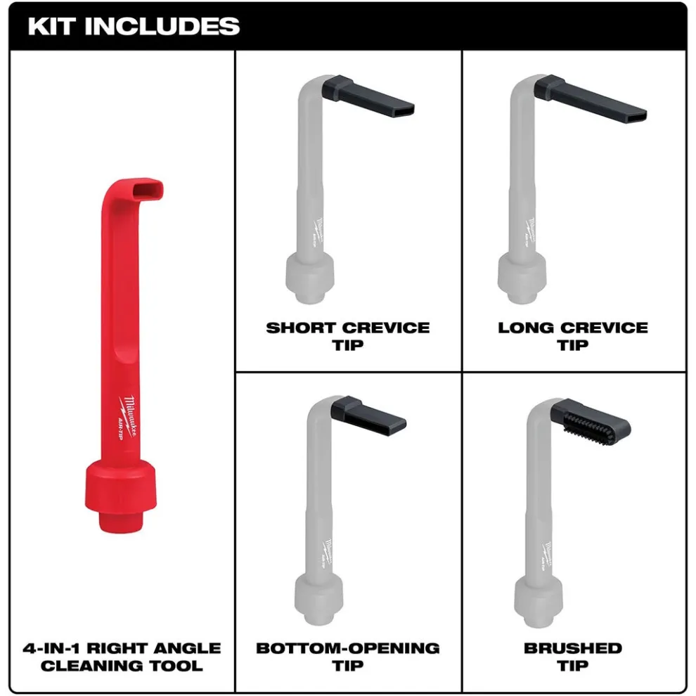 Milwaukee AIR-TIP 4-in-1 Right Angle Cleaning Tool Vacuum Attachment 49-90-2026