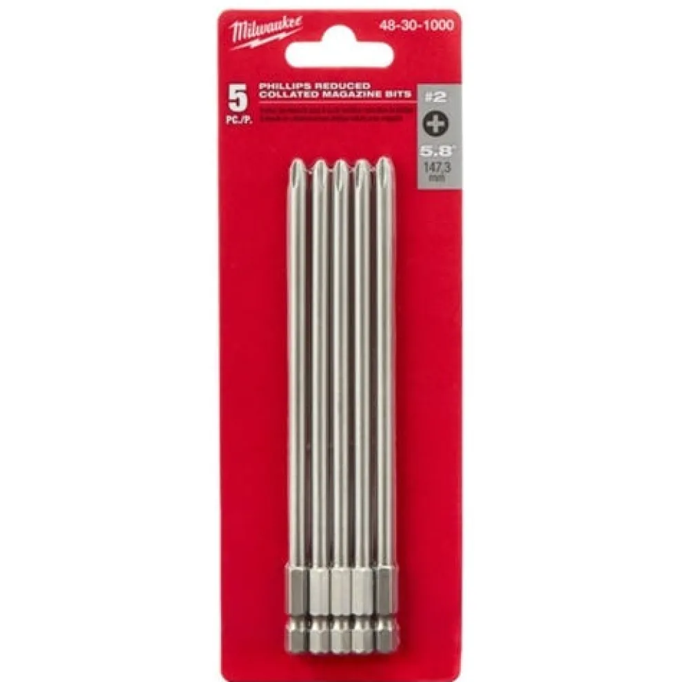 Milwaukee Phillips #2 Reduced Collated Screw Attachment Bits (5 Pack) 48-30-1000