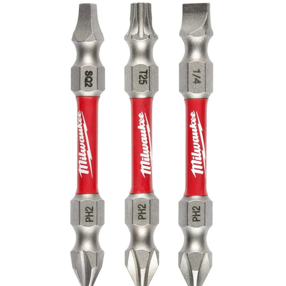 Milwaukee SHOCKWAVE Impact Duty PH2/SQ2/T25 Double Ended Bits 3 Piece 48-32-4319