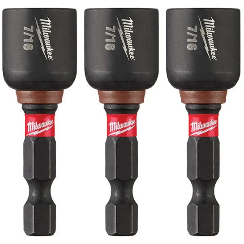 Milwaukee SHOCKWAVE Impact Duty 7/16" x 1-7/8" Magnetic Nut Driver 3PK 49-66-4526