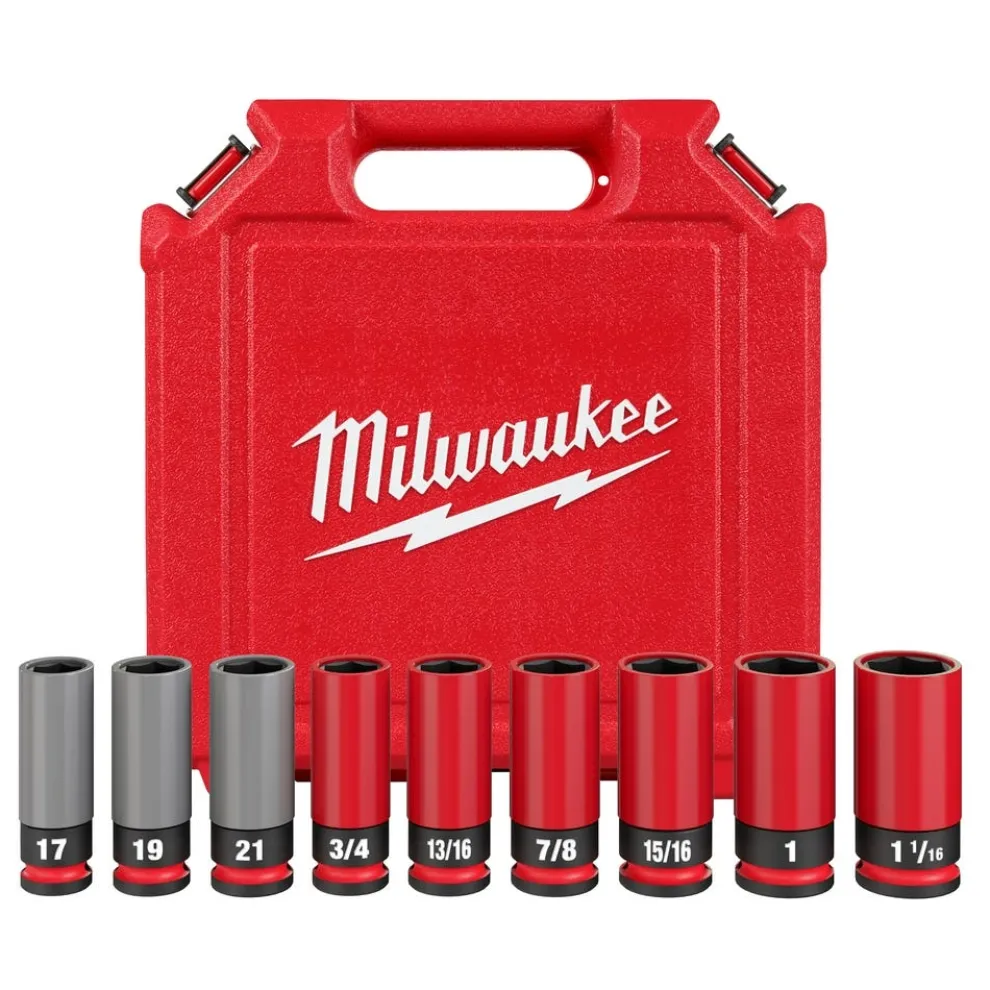 Milwaukee SHOCKWAVE Impact Duty 1/2" Drive SAE & Metric 9 Piece Lug Nut Wheel Socket Set 49-66-7832