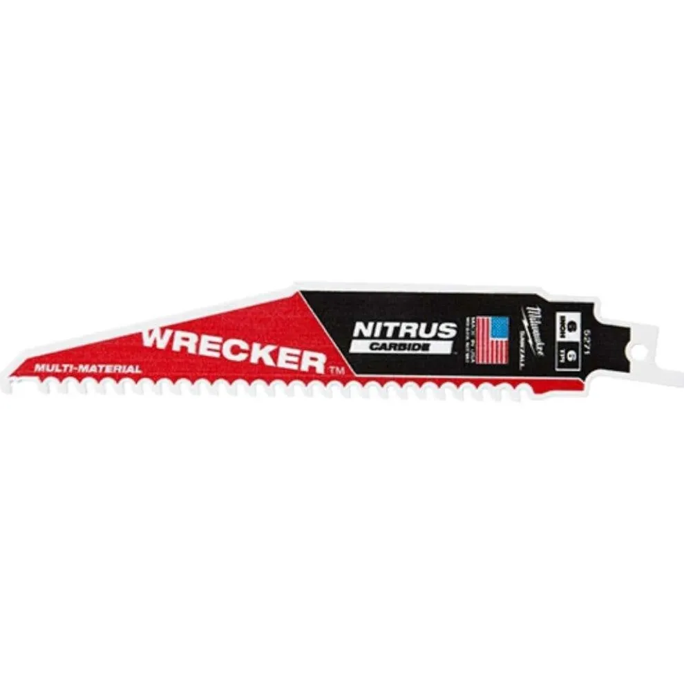 Milwaukee Tools 6" WRECKER™ with NITRUS™ Carbide SAWZALL® Blade for Multi-Material (3 PK) 48-00-5371