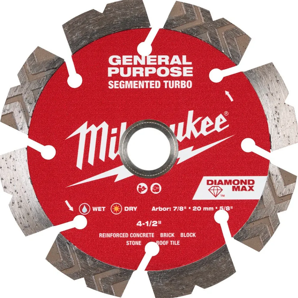 Milwaukee Tools 4-1/2" Diamond Max Segmented Turbo, General Purpose Diamond Blade 49-93-9004