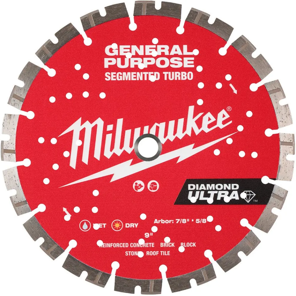 Milwaukee Tools 9" Diamond Ultra Segmented Turbo, General Purpose Diamond Blade 49-93-7532