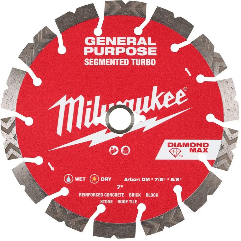 Milwaukee Tools 7" Diamond Max Segmented Turbo, General Purpose Diamond Blade 49-93-9007