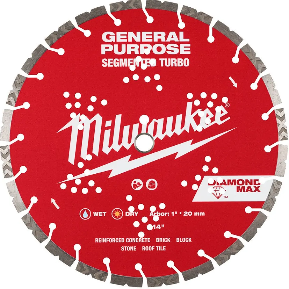 Milwaukee Tools 14" Diamond Max Segmented Turbo, General Purpose Diamond Blade 49-93-9014