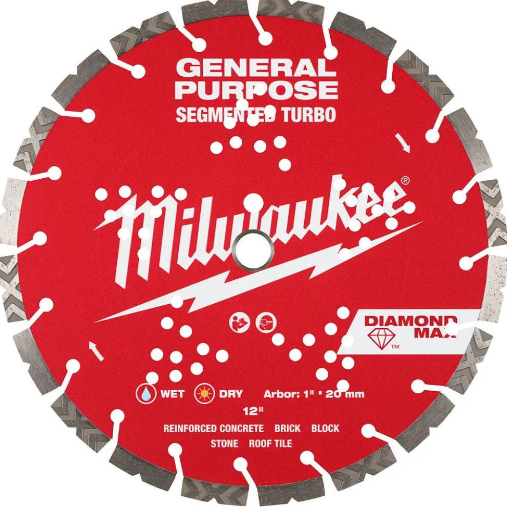 Milwaukee Tools 12" Diamond Max Segmented Turbo, General Purpose Diamond Blade 49-93-9012