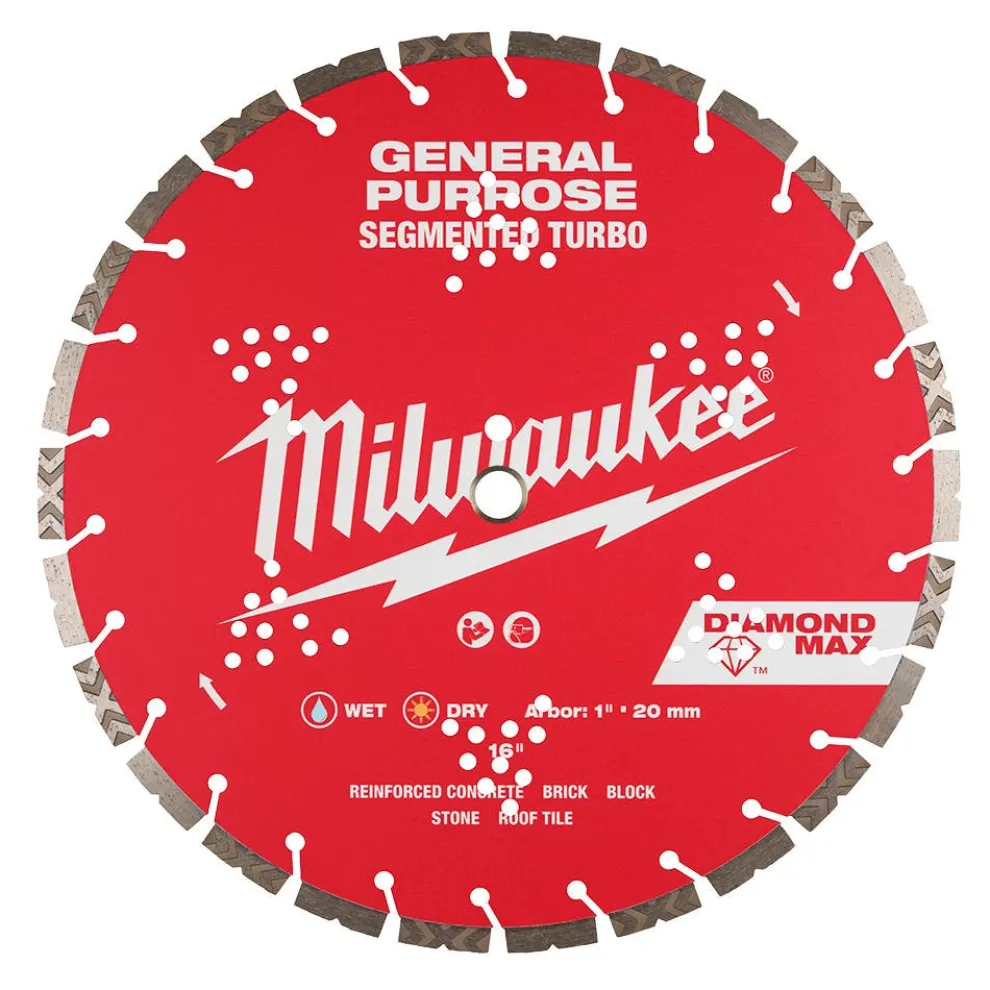 Milwaukee Tools 16" Diamond Max Segmented Turbo, General Purpose Diamond Blade 49-93-9016