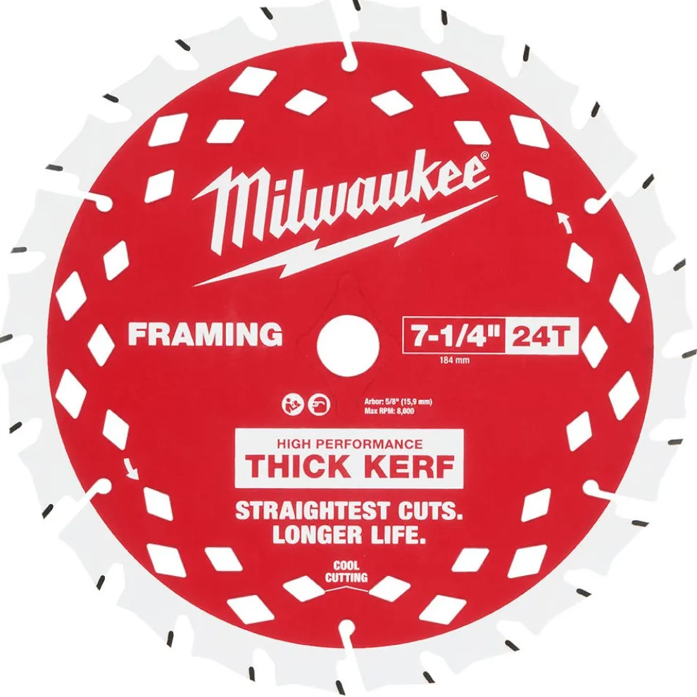Milwaukee Tools 7-1/4" 24T Thick Kerf Framing Circular Saw Blade 48-40-0740