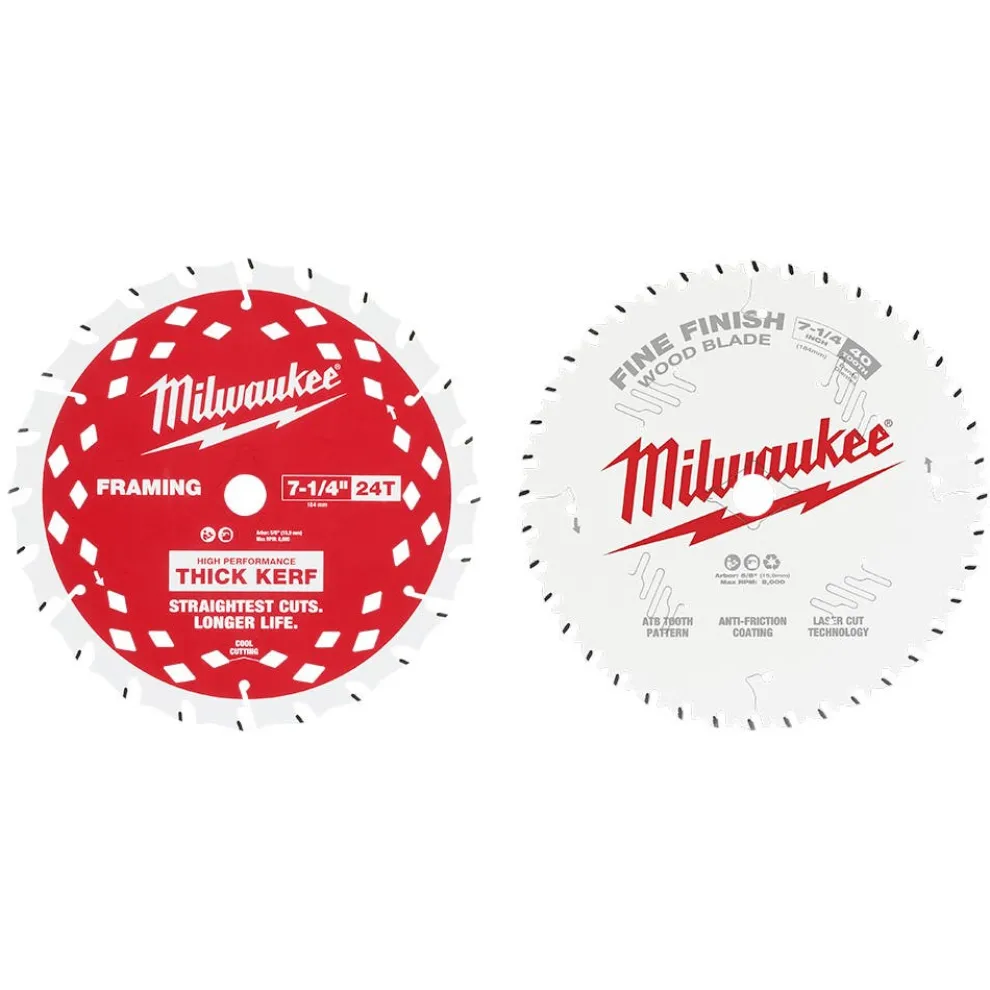 Milwaukee Tools 7-1/4" 24T Framing and 40T Fine Finish Circular Saw Combo Pack - 2PK 48-40-0725