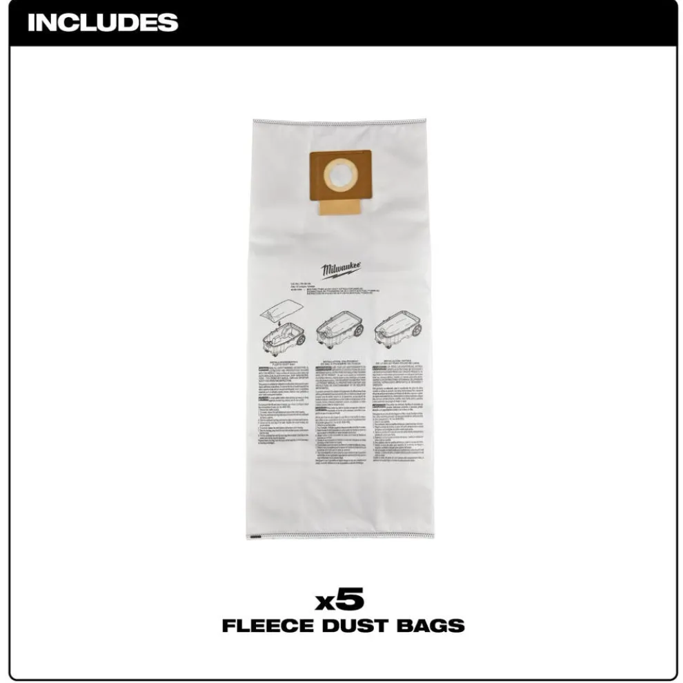 Milwaukee Tools Fleece Dust Bags (5PK) 49-90-1969