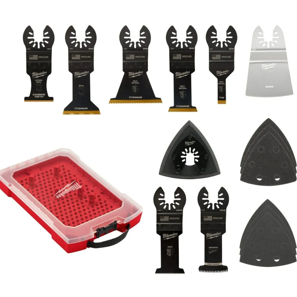 Milwaukee Universal Fit OPEN-LOK 15PC Oscillating Multi-Tool Blade Kit w/ Modular Case 49-10-9114