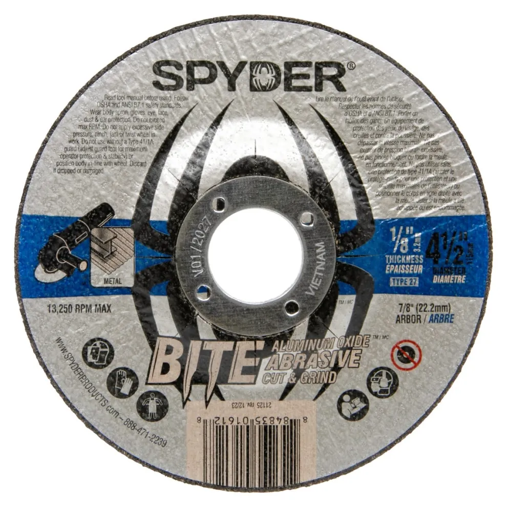 Spyder 4.5" Aluminum Oxide Cut & Grind Wheel 21125