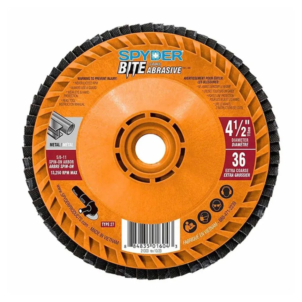 Spyder 4.5" Ceramic 36-Grit Flap Disc 21003