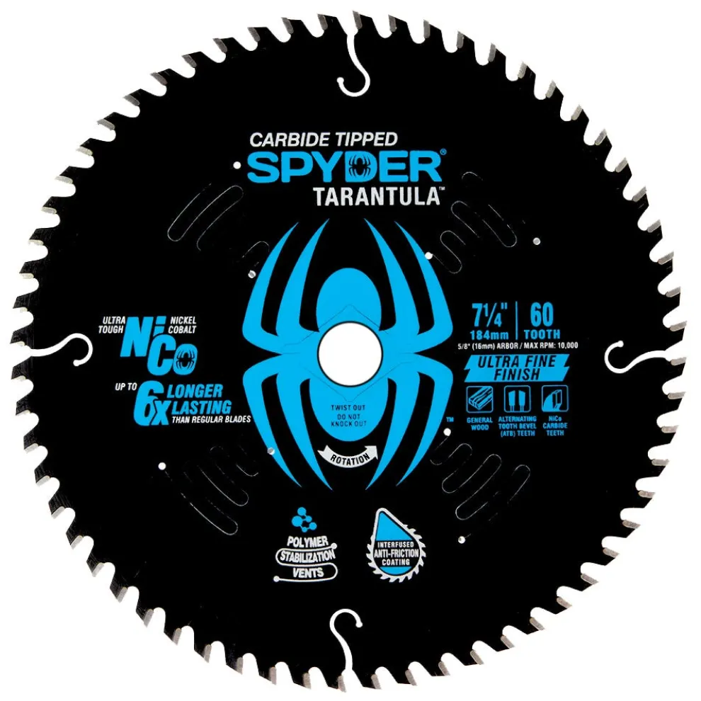 Spyder 7-1/4" 60-Tooth TCT Ultra Fine Circular Saw Blade 13018