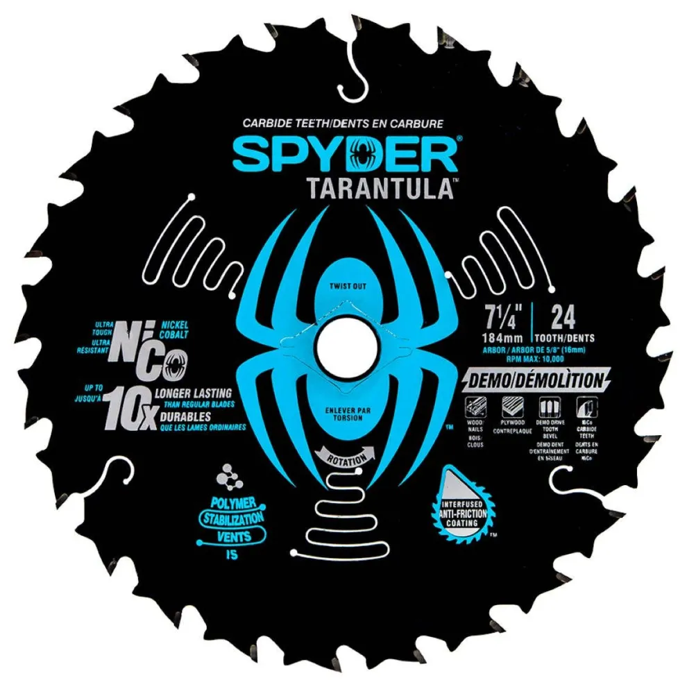 Spyder 7-1/4" 24-Tooth TCT Demolition Circular Saw Blade 13006