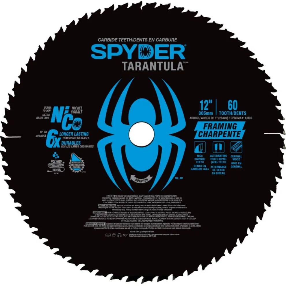 Spyder 12" 60-Tooth TCT Framing Circular Saw Blade 13033