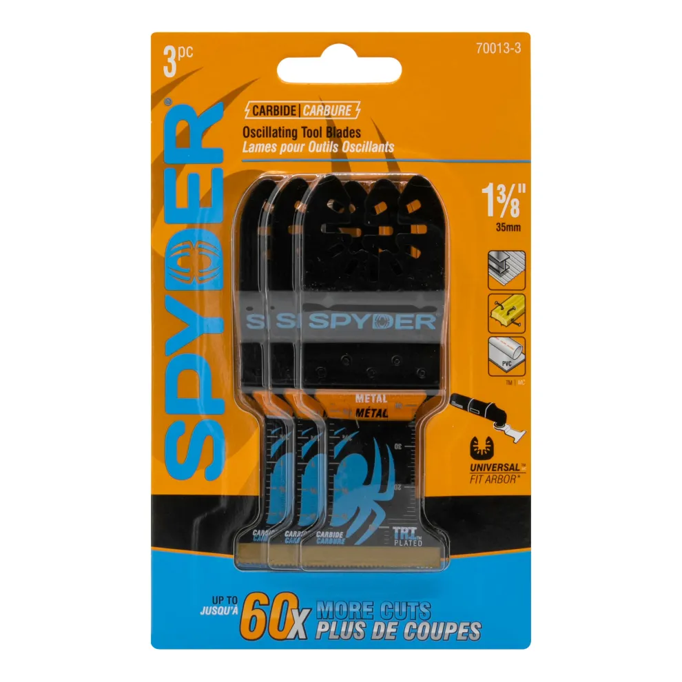 Spyder 1.35" x 2-In Carbide Wood And Metal Cutting Oscillating Tool Blade (3-Pack) 70013-3