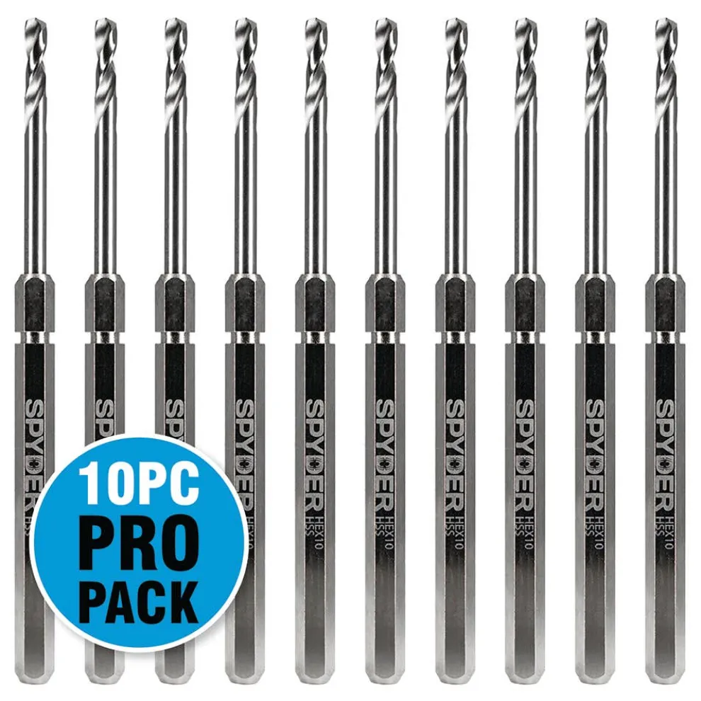 Spyder Hex10 1/2" HSS Quick Change Hole Saw Arbor Pilot Bit (10-Pack) 600645-10