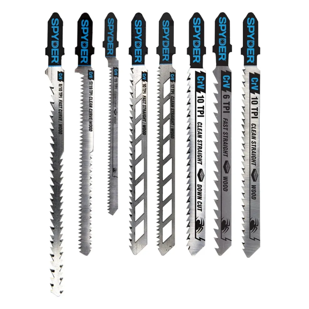 Spyder 8-Piece Double-Sided And Skeleton T-Shank High-Carbon Steel Jigsaw Blade Set 300097