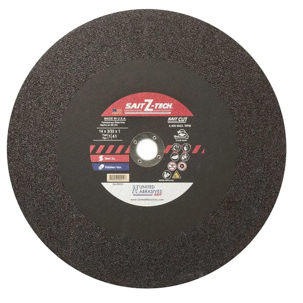 United Abrasives Sait Z-Tech High Performance Chop Saw Wheels 14" x 3/32" x 1", 1-Pack 24414