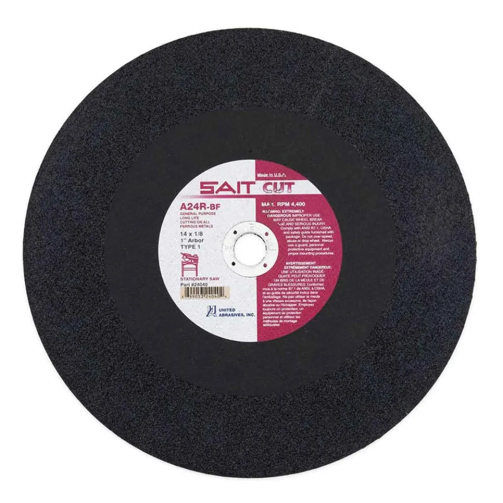 United Abrasives Sait 12" x 1/8" x 1" A24R - Long Life Stationary Saw Cut-Off Wheels, Type 1, 5,100 Max RPM 24020