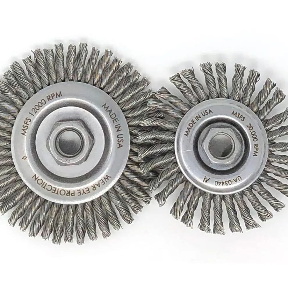 United Abrasives Sait Pipeline/Stringer Bead Brushes (Carbon Steel), 4-1/2" Dia x .020" Wire Size x 5/8-11" Arbor, 6-Pack 03455