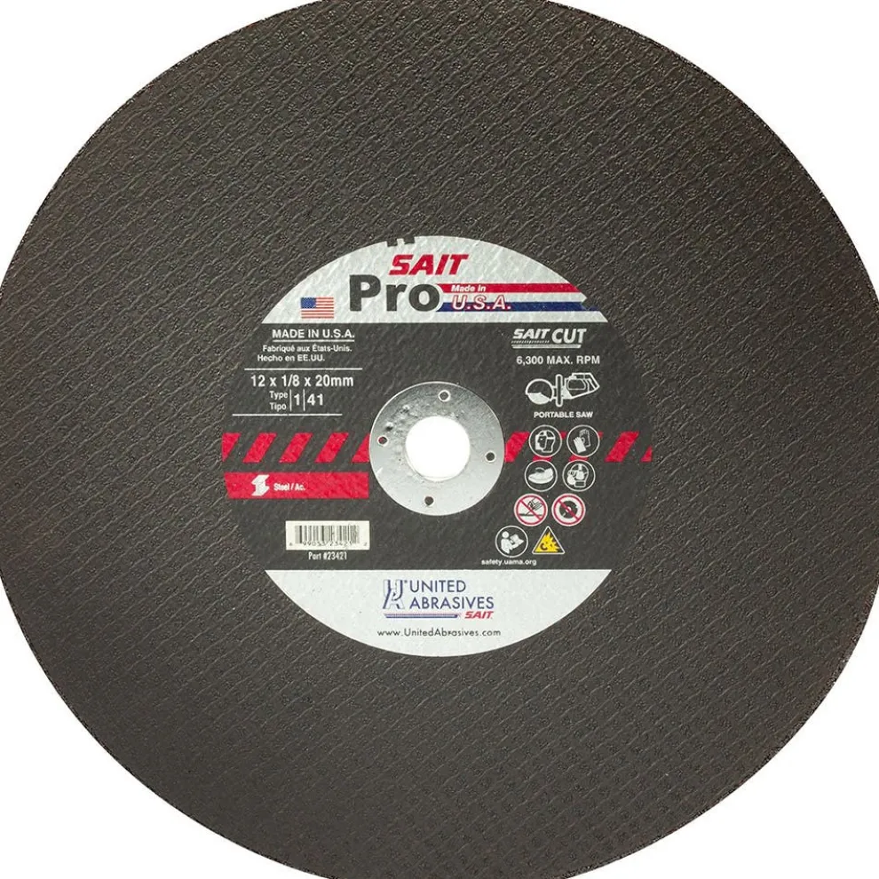 United Abrasives Sait SAIT Pro Large Diameter Portable Saw Cutting Wheels 14" x 1/8" x 20MM, 1-Pack 24140