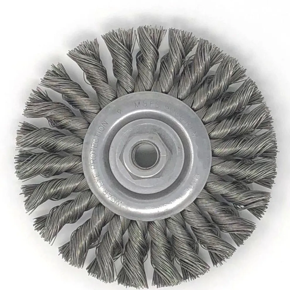 United Abrasives Sait Threaded Regular Twist Knot Wheels (Carbon Steel), 4" Dia x .020" Wire Size x 5/8-11" Arbor, 6-Pack 03460