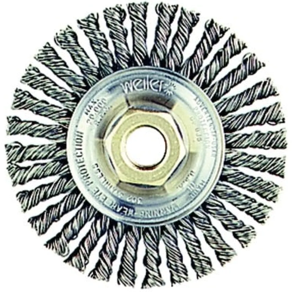 Weiler Roughneck Max Stringer Bead Wheel, 4", 3/16", 0.020" Steel Wire, 5/8-11, 20000 RPM 13131